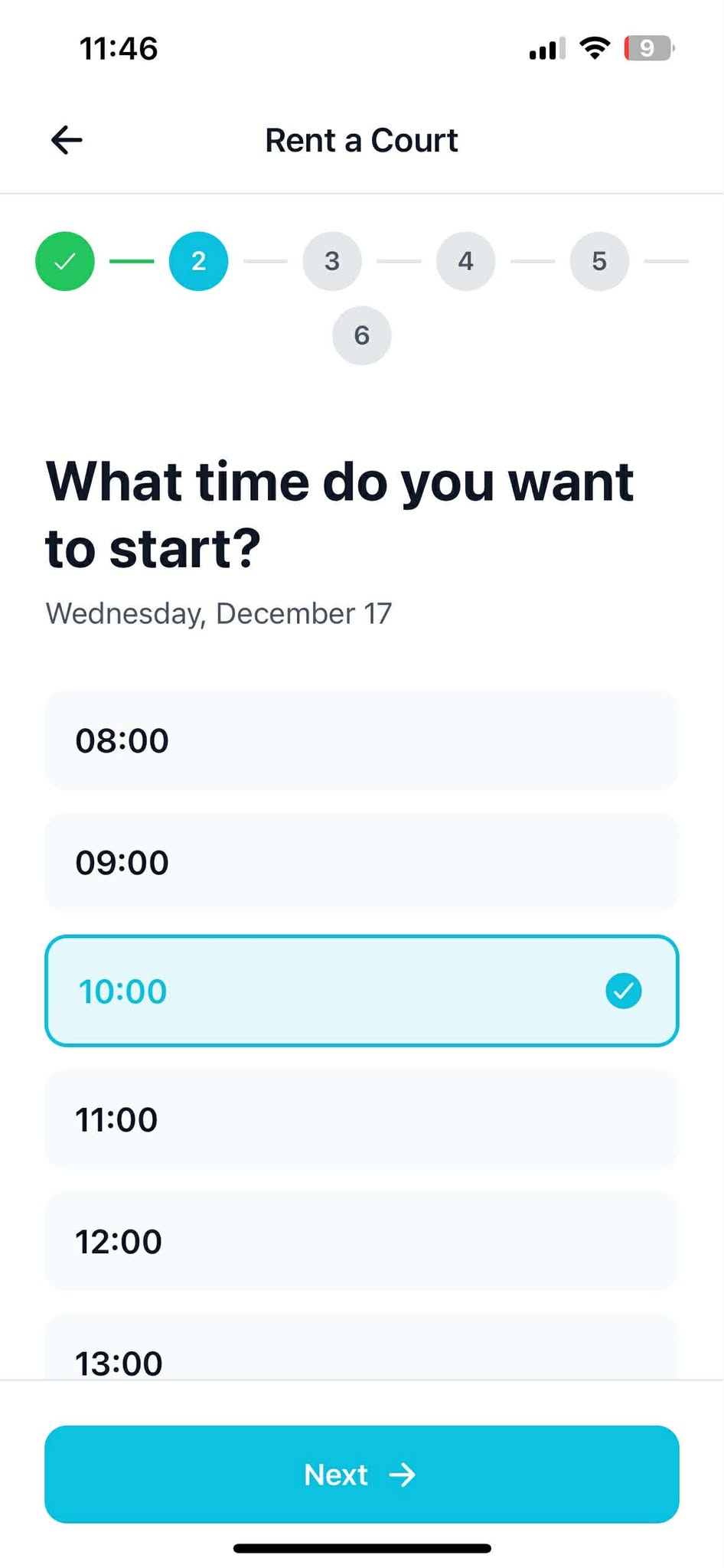 Step 2: Select Start Time